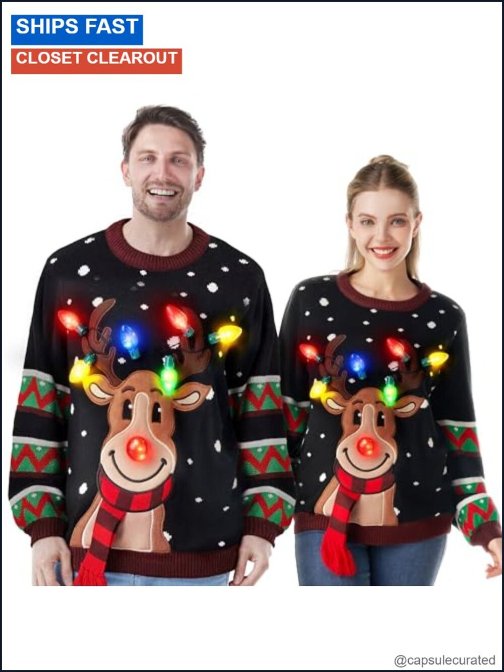 Light-Up Ugly Christmas Sweater with LED Lights - Acrylic Knit